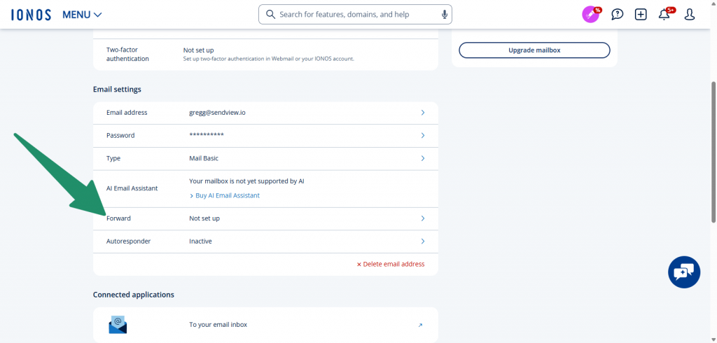 email forwarding link