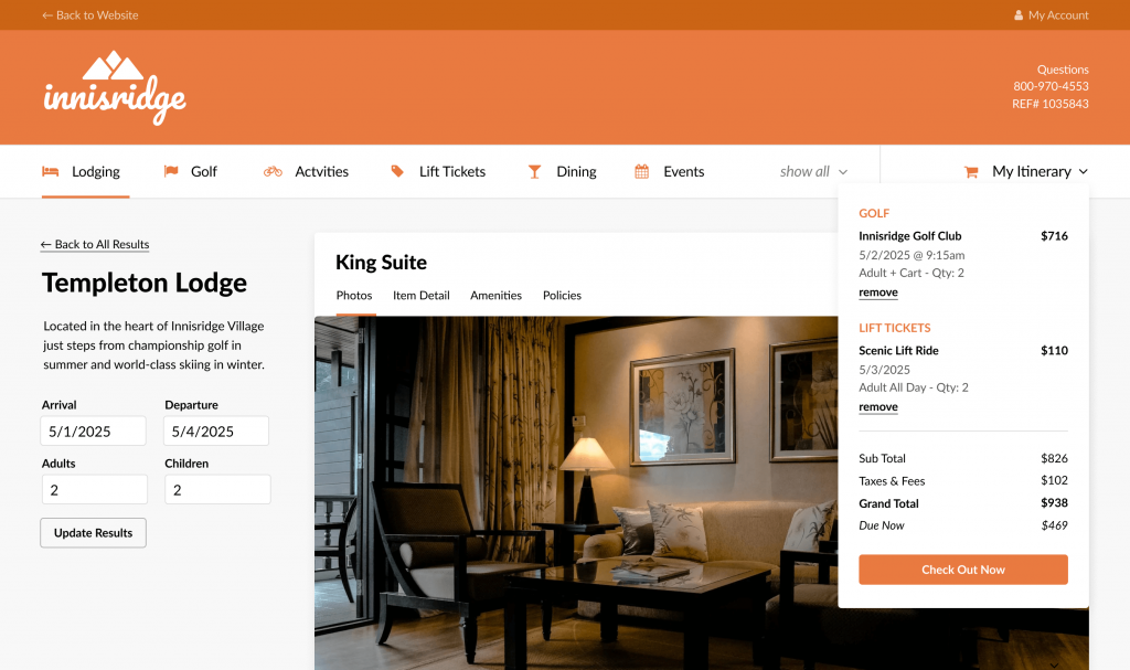 booking engine screenshot